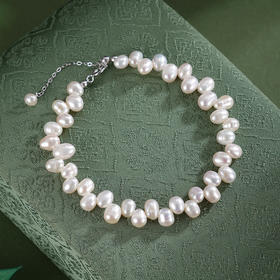 子佩集【珠澈凝霜】银S925珍珠惜王妃手链【SPB0750002】4*6mm珠巴洛克2601