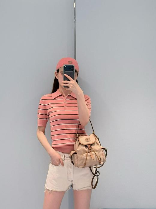 Miu* 26Ss春夏新款 撞色条纹棉质Polo短袖针织衫（MM） 商品图4