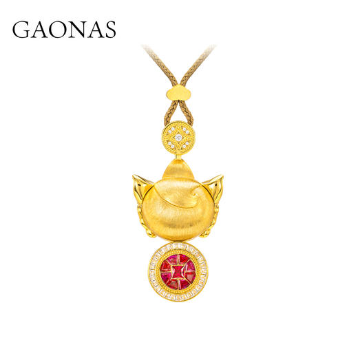 GAONAS 瑞兽献宝 时尚金色貔貅项链11938XGO 商品图2