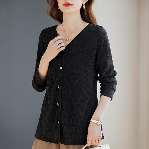 大码V领蕾丝打底衫女2026年新款高级感中长款上衣胖mm遮肚子宽松 商品图3