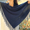 【林栖好物】LX1126001手工蓝染三角巾流苏披肩（预售7天发货） 商品缩略图2