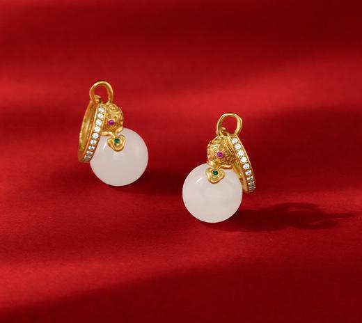 【宫里上新】福禄双全 和田玉耳饰 商品图5