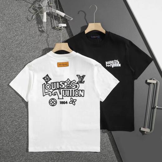 F032710早春新款纯棉双纱水洗情侣款绣花字母标识短袖T恤 商品图0