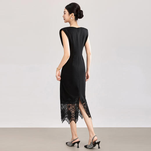 「高货wl」全新升级【铂金会员293/天猫399/差价106】(12340)洛诗琳轻奢名媛风镶钻连衣裙2026夏季水溶蕾丝修身包臀裙 商品图1