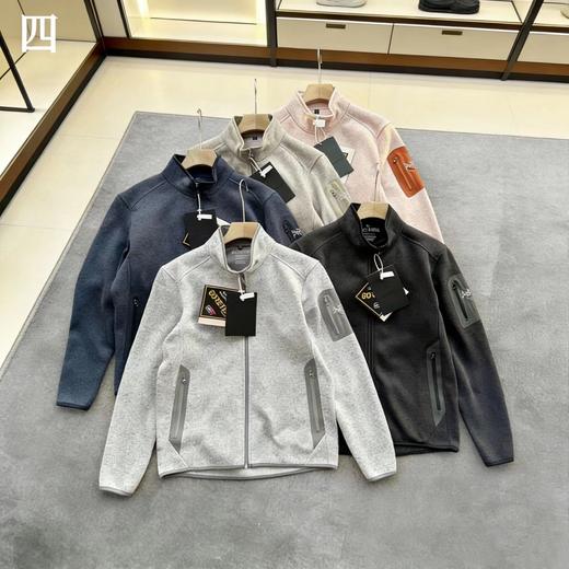 F0327119高性能针织立体硅胶带拉链袖袋立领抓绒夹克外套 商品图0