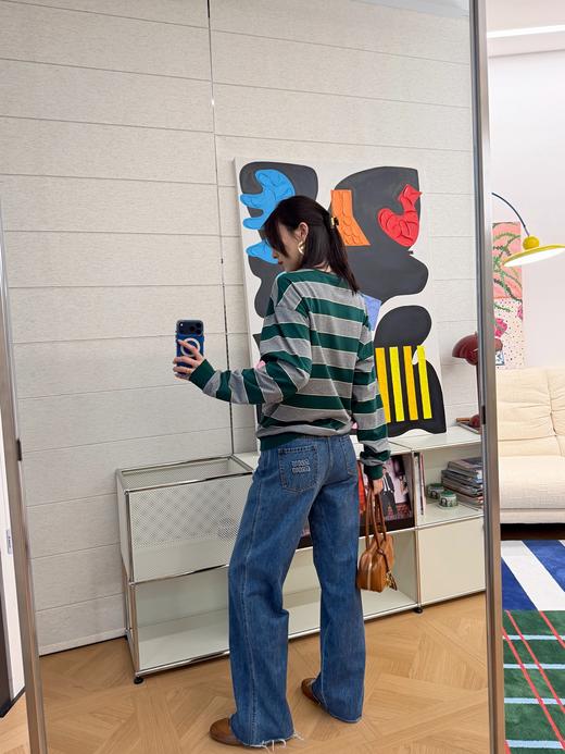 缪缪 最新系列双层面料条纹长袖T恤 商品图5