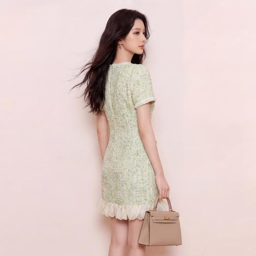 奢姿大码女装2026夏季胖妹妹时尚粗花呢圆领连衣裙气质小香风长裙9962894555 商品图4