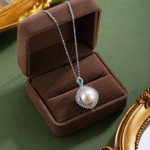 子佩集【璀璨柔情】S925珍珠惜王妃套链项链【PM2145-XF】方块四方绿点2602 商品图1