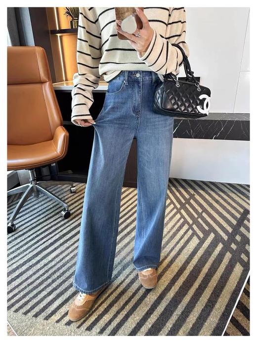 F0327117弹力窄版直筒牛仔裤女2026新款春季宽松阔腿裤 商品图13