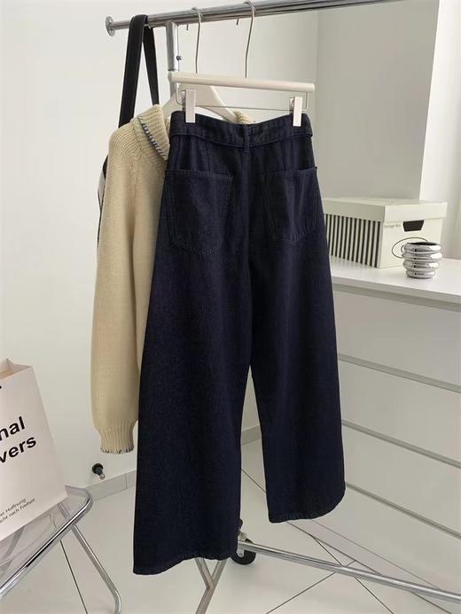 F0327118气质带腰带牛仔弯刀裤女遮胯显瘦梨形裤镰刀裤拖地裤 商品图5