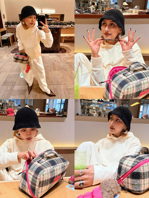 hidemi副线小h 日本进口纱线连帽套头卫衣上衣卫裤长裤套装两件套 商品图5