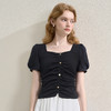 【限时秒杀】法式精致设计感方领泡泡袖短款上衣女夏季收腰显瘦抽褶T恤LXD50957 商品缩略图0