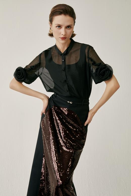 SAFICOO 优雅气质 立体手工盘花式衬衣 商品图0