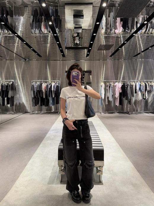 Aw* 26SS春夏新款 字母印花满水晶烫钻修身短袖圆领T恤（MM） 商品图1