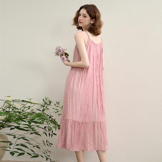 【亚麻】复古串珠缩褶肌理感吊带裙女夏季度假风吊带裙LXD50585 商品图2