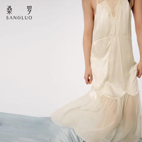 蕾丝回潮』桑罗交叉性感真丝吊带裙100%桑蚕丝女真丝睡裙可外穿