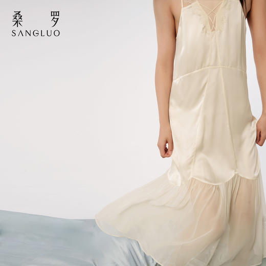 蕾丝回潮』桑罗交叉性感真丝吊带裙100%桑蚕丝女真丝睡裙可外穿 商品图0