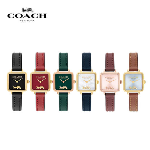 【礼盒装】COACH/蔻驰 CASS系列经典茶玫瑰石英小方糖手表 轻奢腕表  送女友生日礼物 节日送礼 商品图1