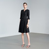 IWY/轻奢黑色连衣裙女七分袖单排扣收腰显瘦西装裙职业通勤长裙 6Q07 商品缩略图1