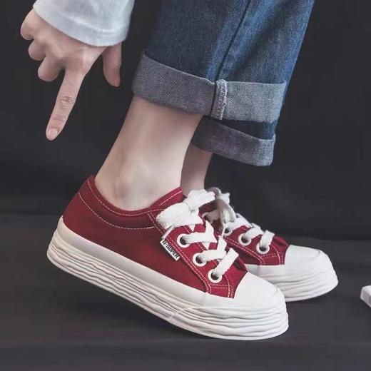 【HF】无忧购“清仓福利”（55/2件）韩版低帮帆布鞋女系带厚底平跟板鞋百搭休闲鞋（截单后3-5天发货) 商品图3