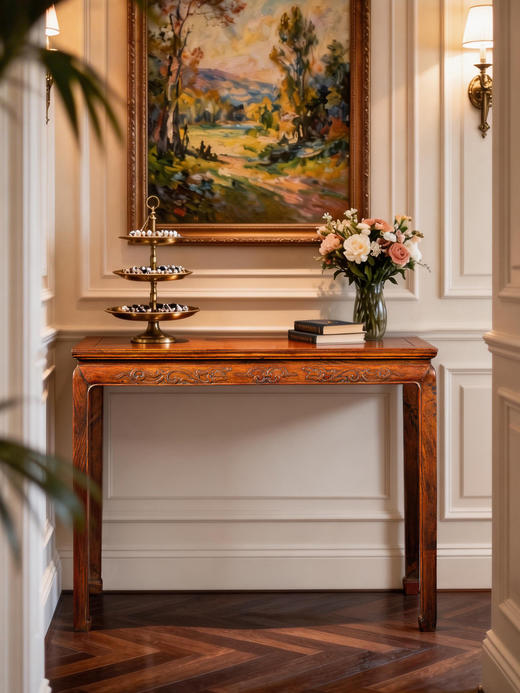 清	黄花梨束腰马蹄腿螭龙纹画桌 商品图1