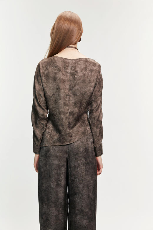 SAFICOO 优雅气质 蝙蝠袖连肩真丝衬衣 商品图3