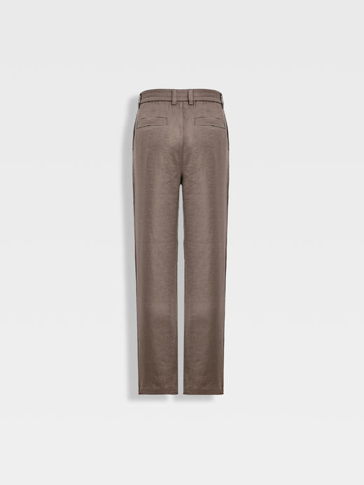 callisto咖啡棕亚麻混纺宽松休闲裤 商品图1