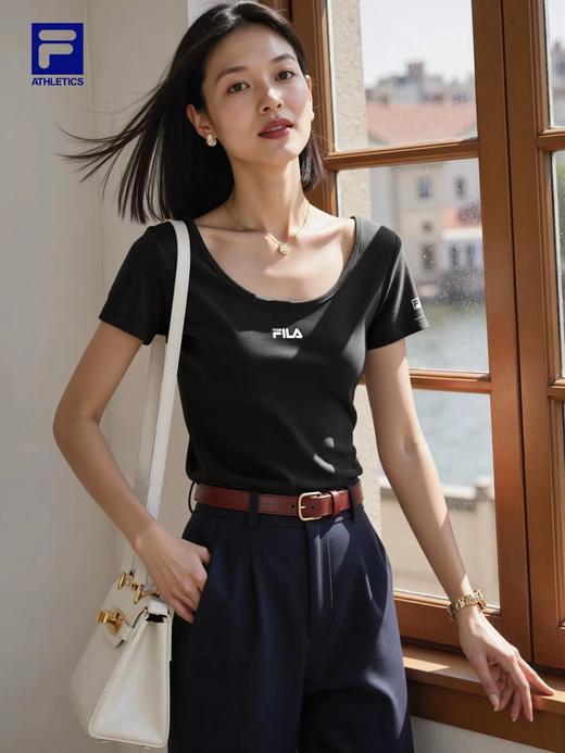 F032716一包两件夏季新款休闲百搭简约修身U领短款上衣短袖T恤 商品图12