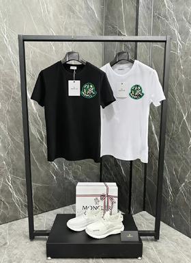 F032724夏季新款端丝光棉男女同款胸前徽标涂鸦logo短袖T恤