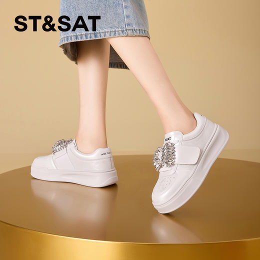 星期六26春新款闪闪钻饰厚底百搭休闲鞋SSE1112CW9 商品图8
