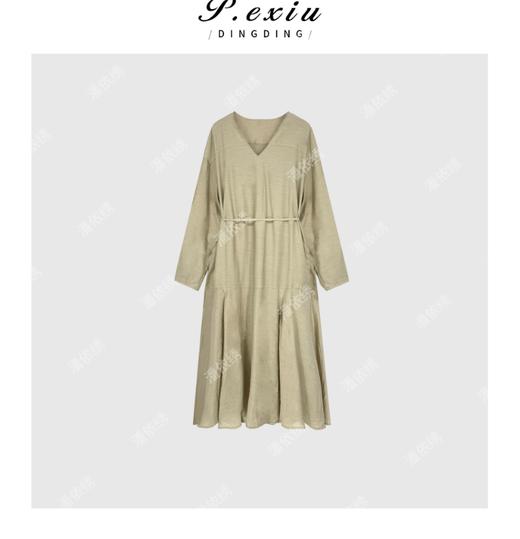 03-5潘依绣丁丁宠粉简约气质优雅通勤V领宽松版连衣裙 Q9113 商品图0