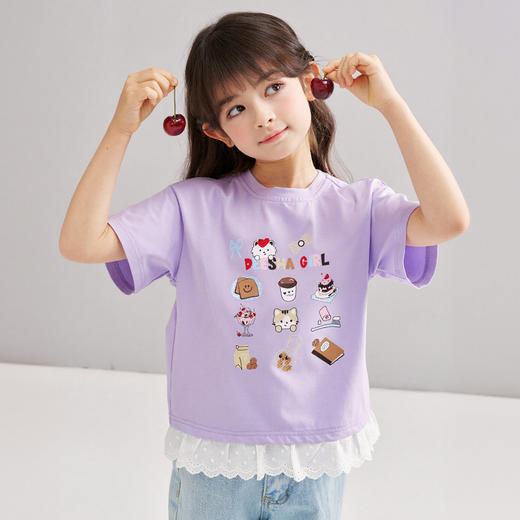 笛莎Deesha 2026年夏季新款松饼熊女童短袖T恤 商品图2