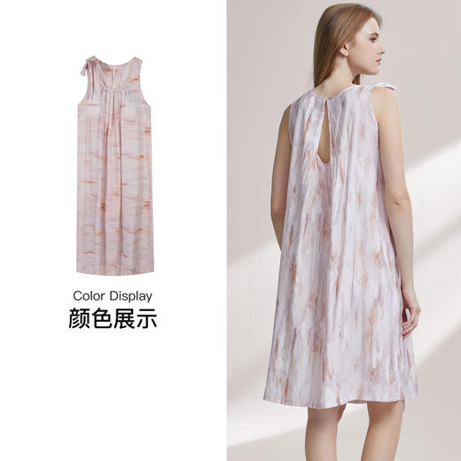 【7.5折限时特惠】（小版）【秀黛】女圆领印花杯垫背心裙轻盈薄单肩系带镂空女士夏季睡裙W2551110T【门店同款】 商品图3