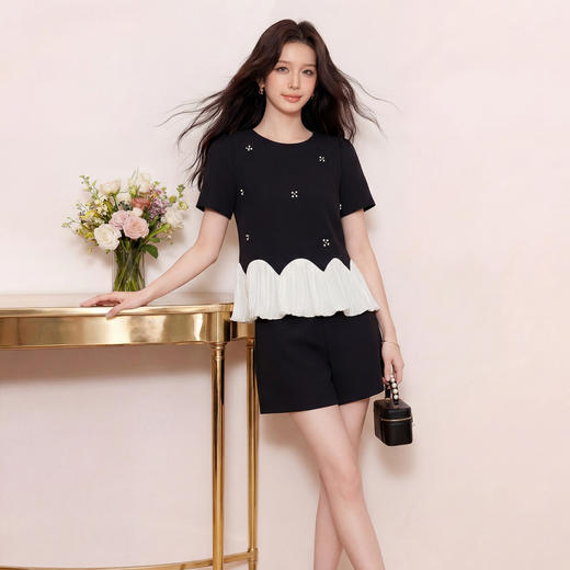 奢姿大码女装2026夏季胖妹妹时尚撞色两件套气质甜酷显瘦休闲套装9962954502 商品图3