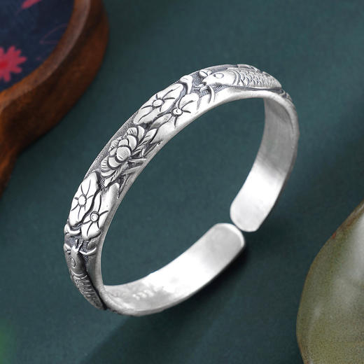 子佩集S999手工银【莲莲遇乐】手镯【55091220】原创设计 商品图0