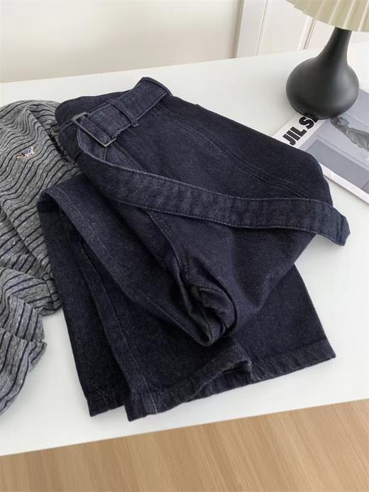 F0327118气质带腰带牛仔弯刀裤女遮胯显瘦梨形裤镰刀裤拖地裤 商品图2