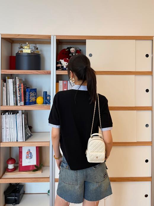 缪缪 新品26Ss新款拼接条纹翻领POLO衫 商品图1