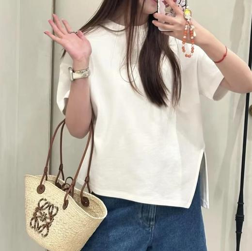 重磅渠道   lew科技面不对称剪裁短袖tee   不规则开衩  80支双股棉短袖T恤  绵软空气感   蓬松轻盈 商品图1