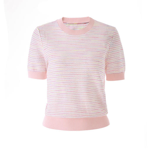 「高货wl」全新升级【铂金会员201/天猫269/差价68】(11629)洛诗琳立体挑孔织花上衣2026春夏双曲珠片纱小香风针织T恤 商品图2