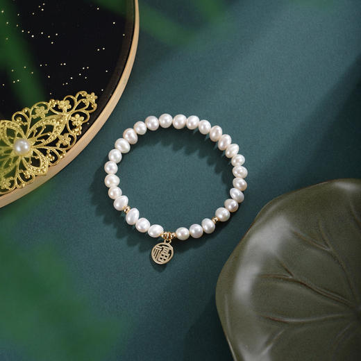 子佩集【福喜相伴】珍珠惜王妃手链【ZZSL019】5.5*7mm珠镀金福喜多规格2601 商品图5