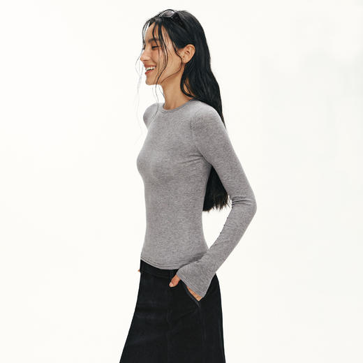 Ariseism黑标 莱赛尔羊毛混纺长袖T恤女春季新款上衣 商品图4