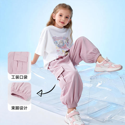 贝贝怡童装儿童防蚊裤2026夏季新款男女童休闲工装裤洋气束脚长裤ZB2FK011 商品图3