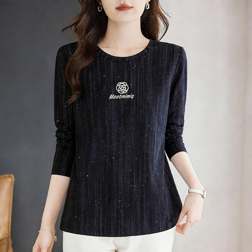 长袖T恤女士2026春季新款胖mm遮肉显瘦圆领内搭上衣宽松休闲大码 商品图1