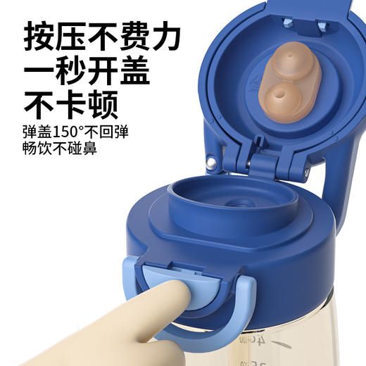 【秒杀】【眯眯熊专柜款49.9/个】儿童PPSU水杯一键开盖耐摔耐磨宝宝背带一盖双饮水杯600ML/700ML 商品图3