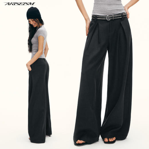 Ariseism黑标 简约垂感休闲西装裤女春季新款长裤子 商品图0