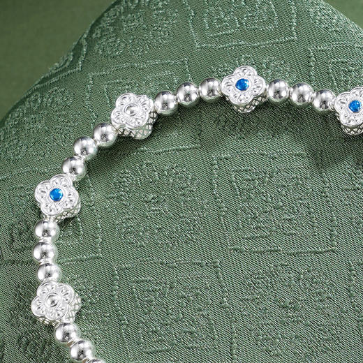 子佩集【轩畔玉兰】银S990手串手链【QFSL024】原创作品花丝珐琅彩玉兰莲2602 商品图3