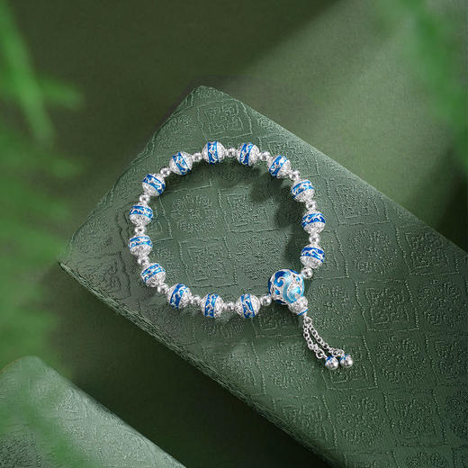 子佩集【云福双至】银S990手串手链【QFSL025】原创作品花丝珐琅彩祥云2602 商品图1