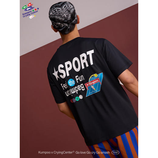 CryingCenterxkumpoo薰风联名2.0速干复古运动羽毛球休闲男生短袖 商品图1