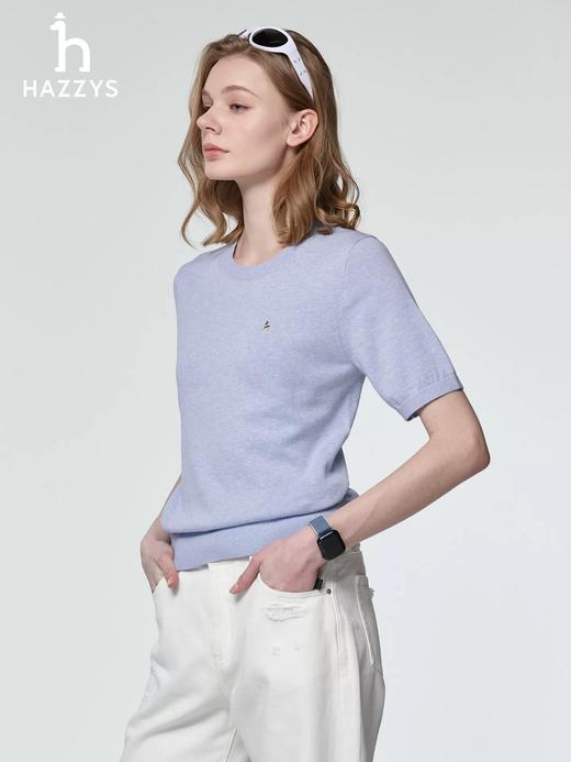 点此购买 哈吉斯女士春季时尚休闲通勤打底圆领短袖针织衫 xj 343638 商品图4