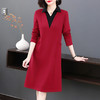 圣诞长袖红色连衣裙女秋冬2026新款大码女装高级感polo衫翻领裙子 商品缩略图3